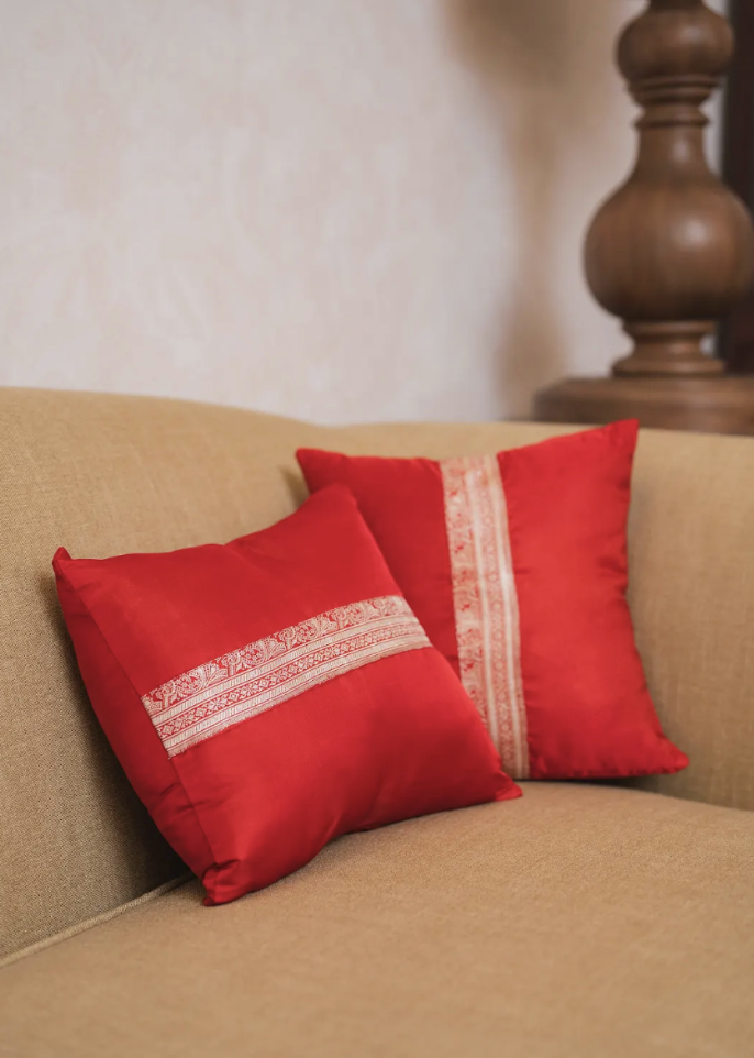 Banarasi Cushion - Chilly Red