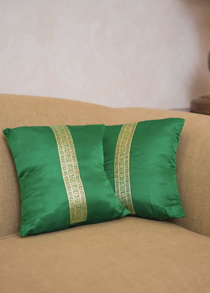 Banarasi Cushion - Parrot Green