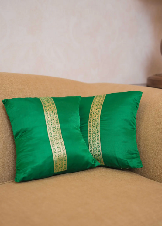 Banarasi Cushion - Parrot Green