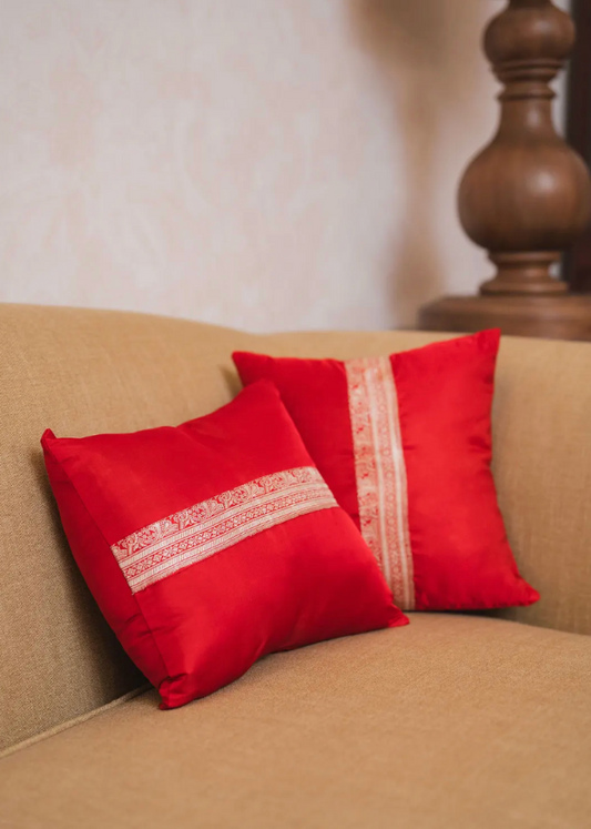 Banarasi Cushion - Chilly Red