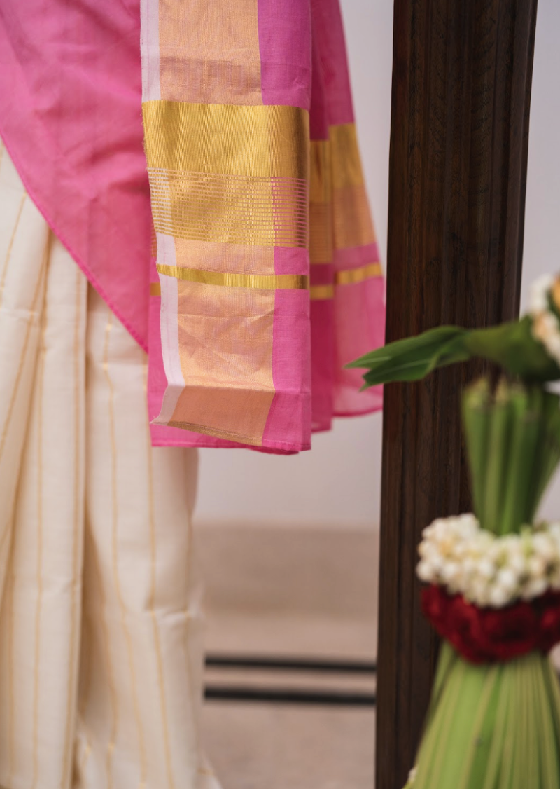 Handloom Set & Mundu - Toffee Pink 1
