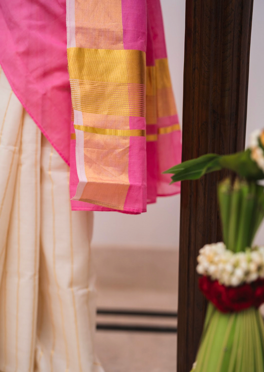 Handloom Set & Mundu - Toffee Pink 1