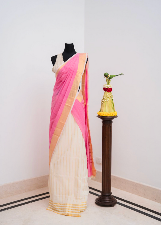 Handloom Set & Mundu - Toffee Pink 2