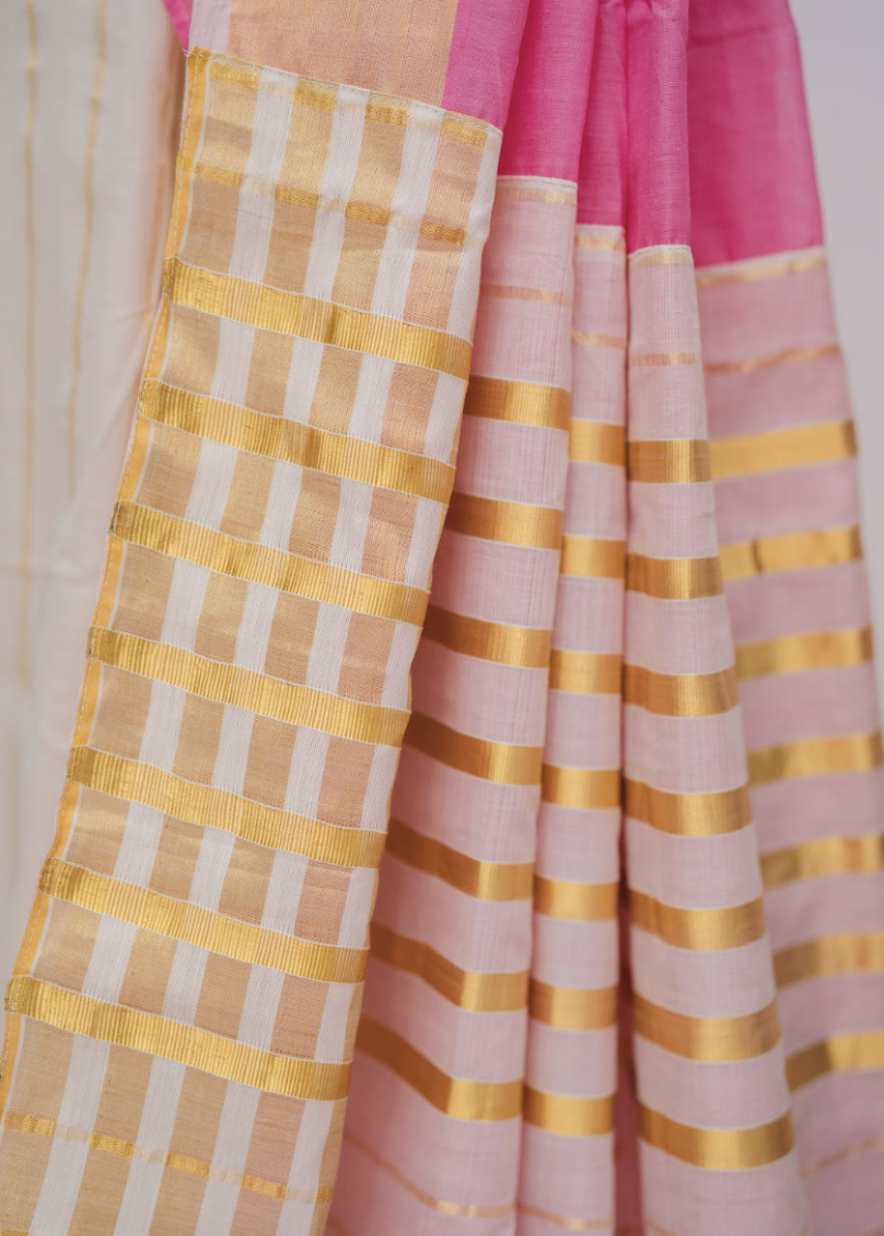 Handloom Set & Mundu - Toffee Pink 2