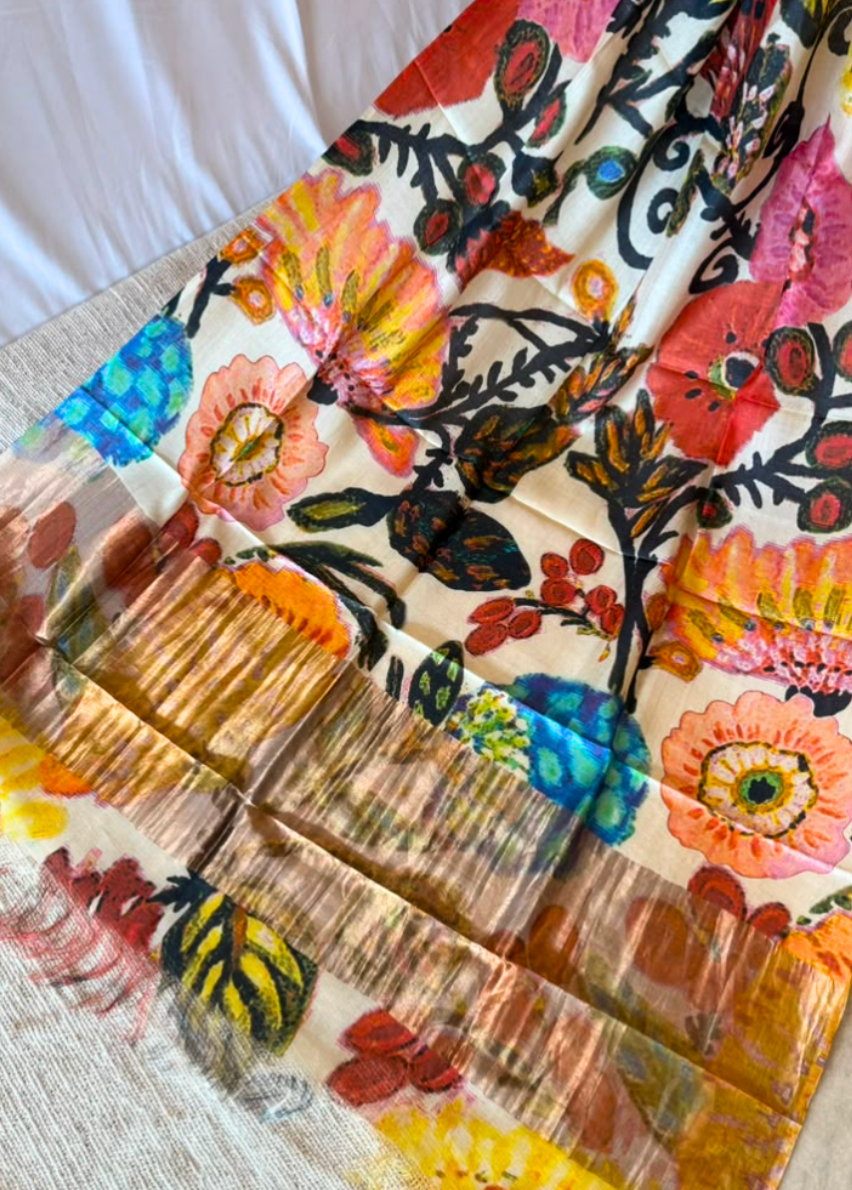 Garden Bloom Tussar Silk Dupatta